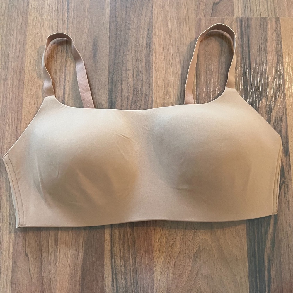 Auden Luxury Collection Bonded Micro Padded Scoop T-Shirt Bra Size L Nude